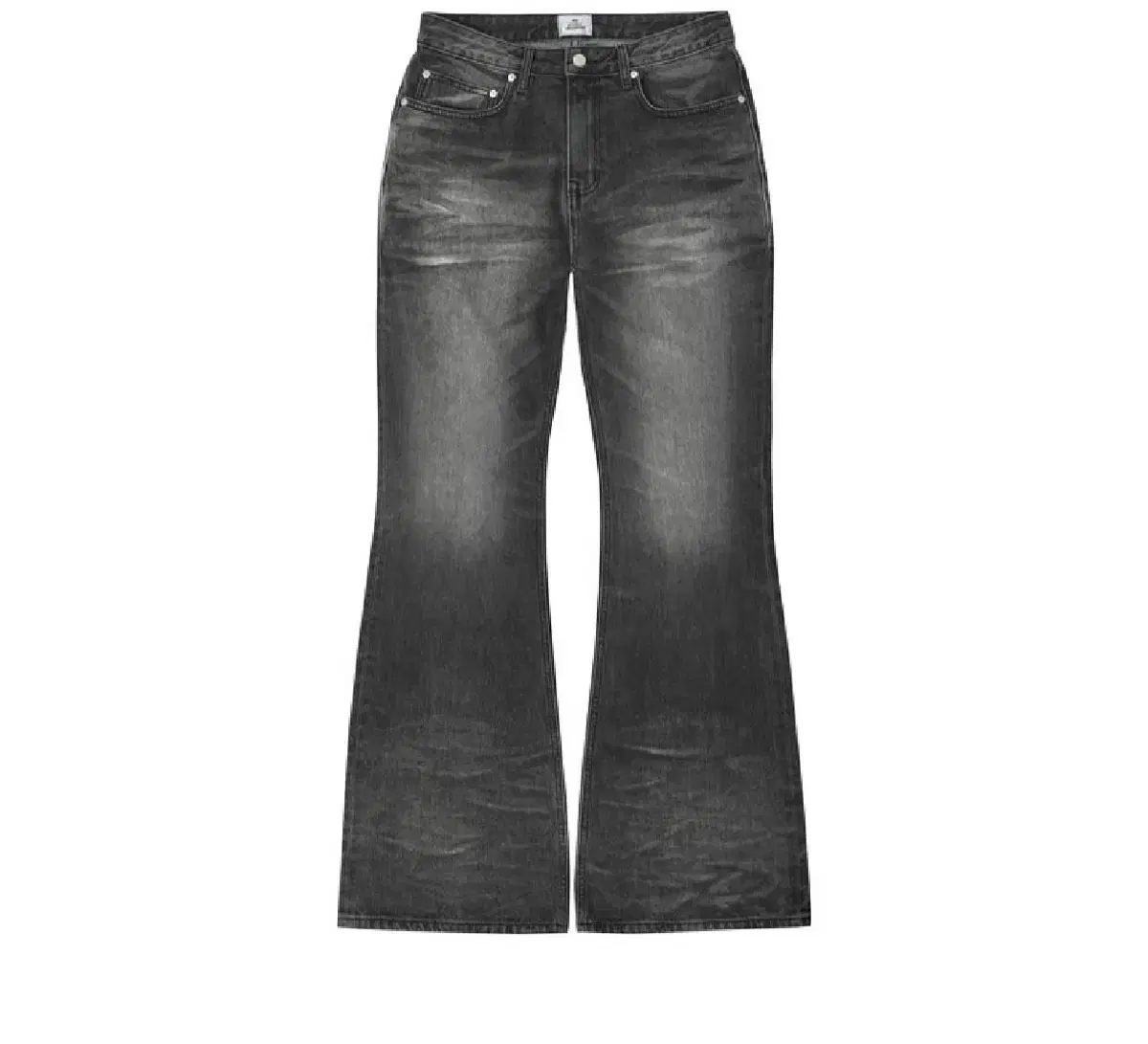 L)mjd Flared Wide Denim jin in a black wash with a distressed look