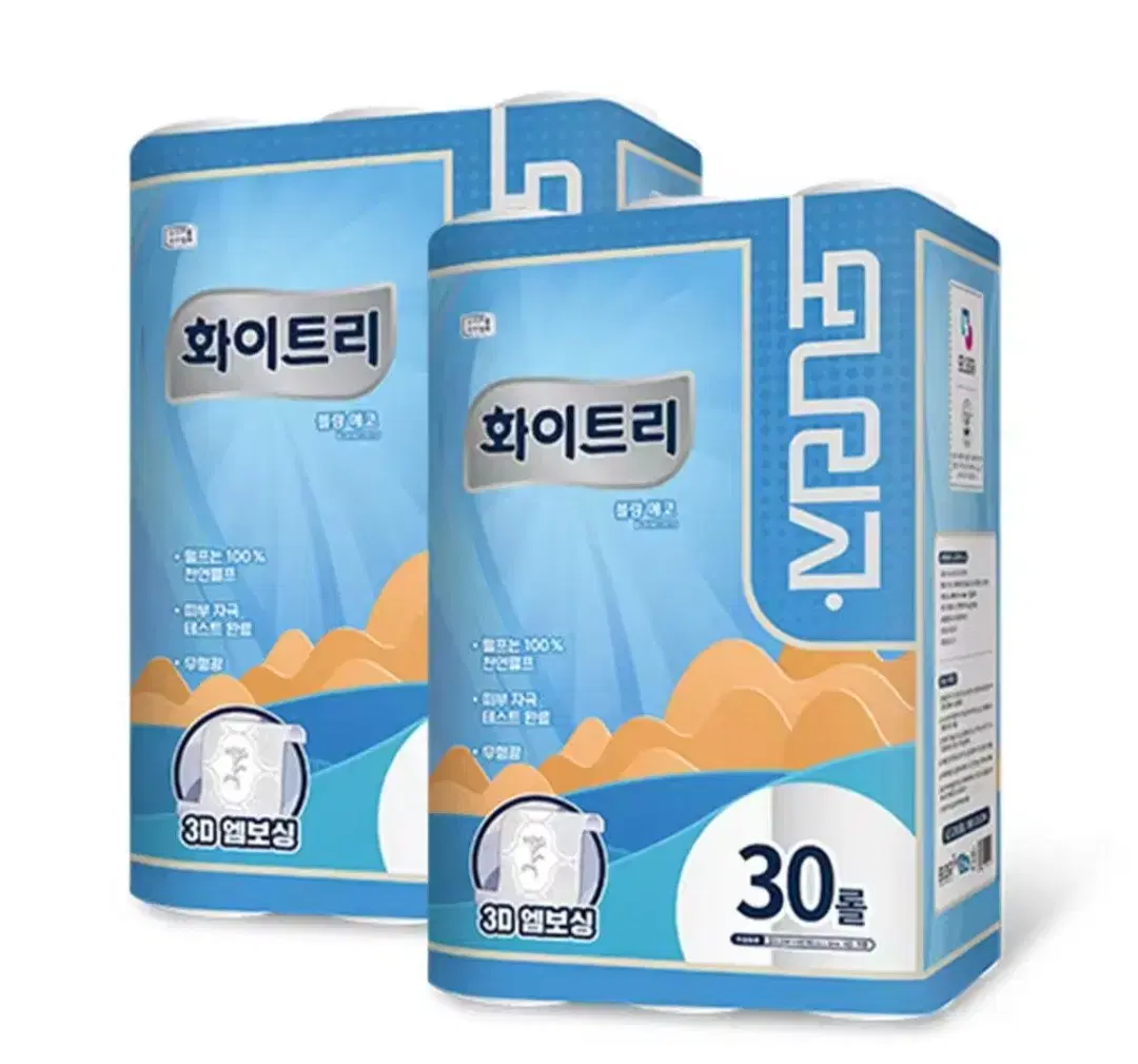 번개최저가  모나리자 엠보싱 3겹 60롤 22ML 30롤 2팩 화장지