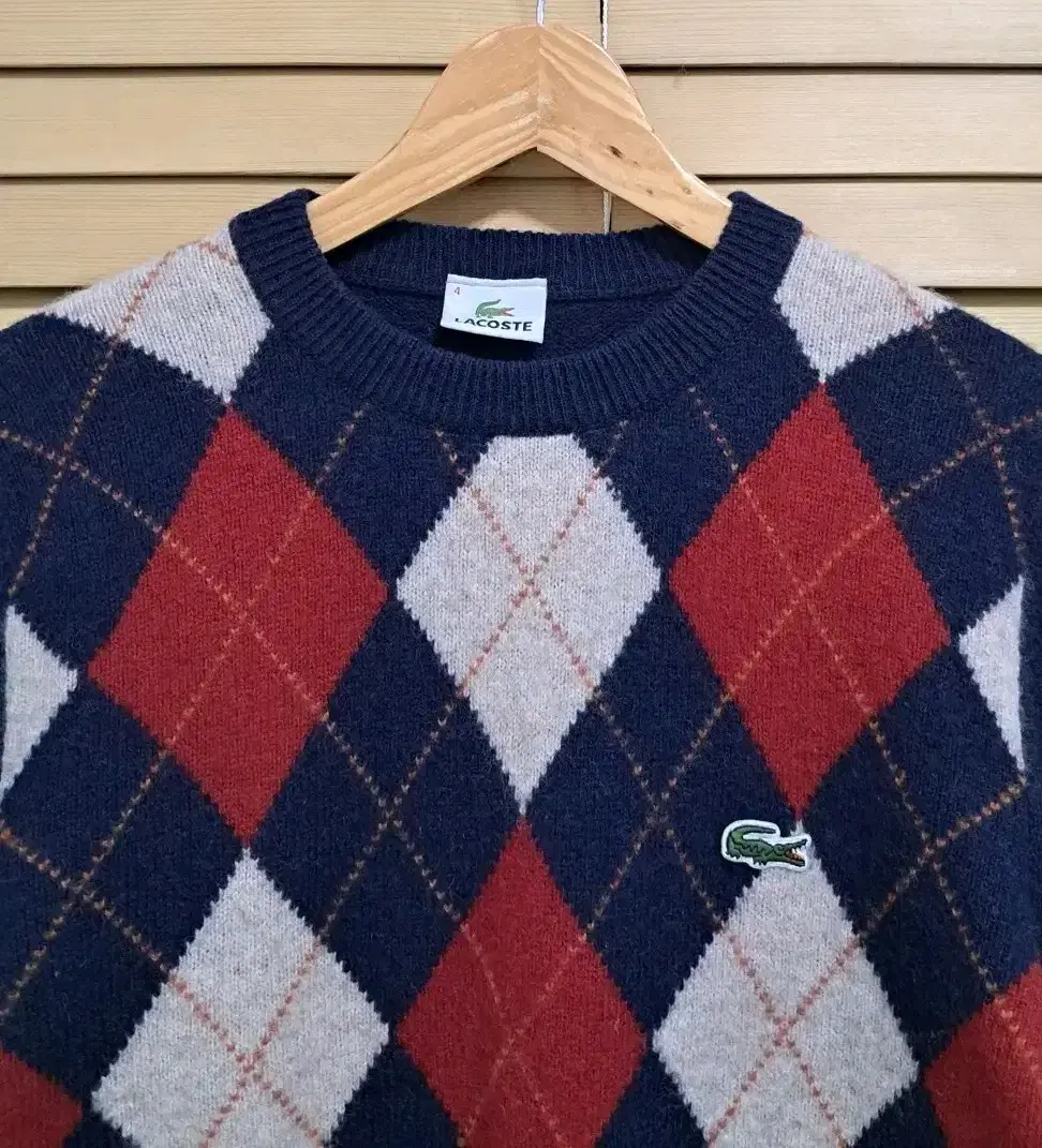 Lacoste Argyle Check Wool Knit Size 4