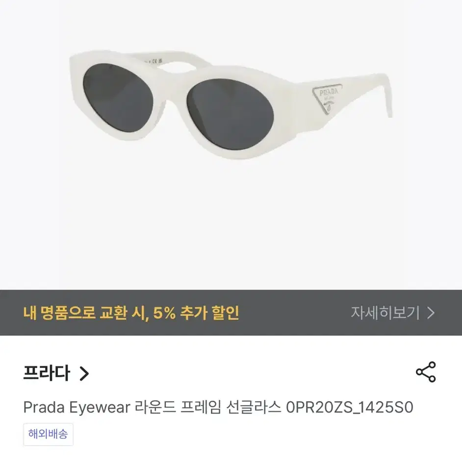 (OS) Prada 프라다 라운드 프레임 로고 선글라스 화이트