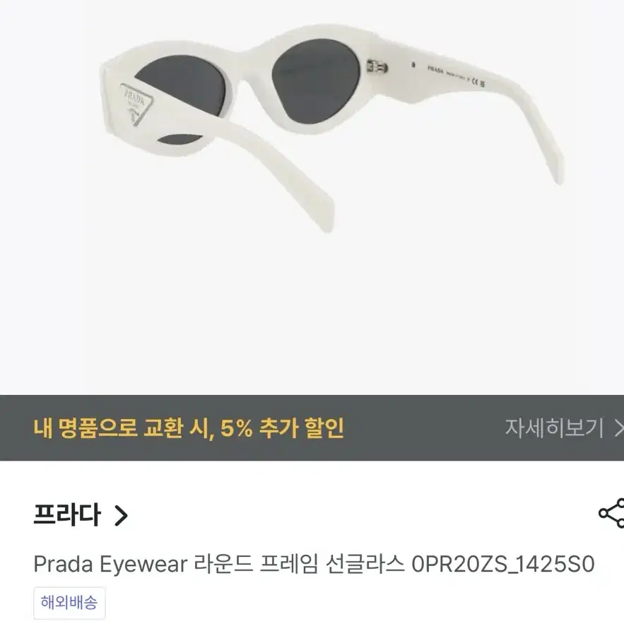 (OS) Prada 프라다 라운드 프레임 로고 선글라스 화이트