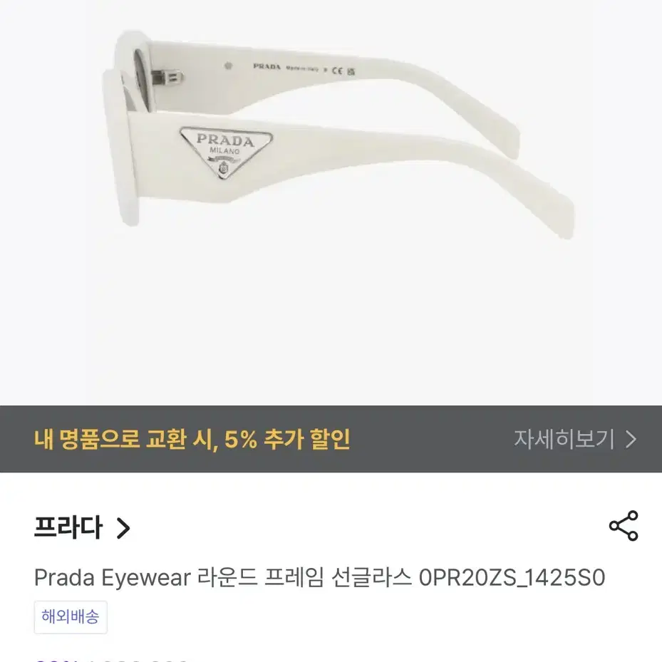 (OS) Prada 프라다 라운드 프레임 로고 선글라스 화이트