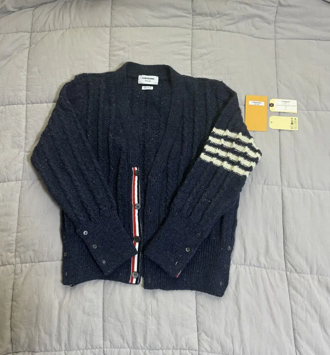 1 wear, full set)Thom Browne Donegal Cable Cardigan