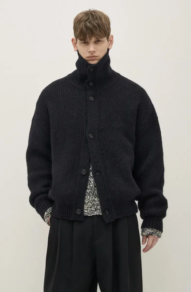 SystemHommeAlpaca-blend button-up knit jacket