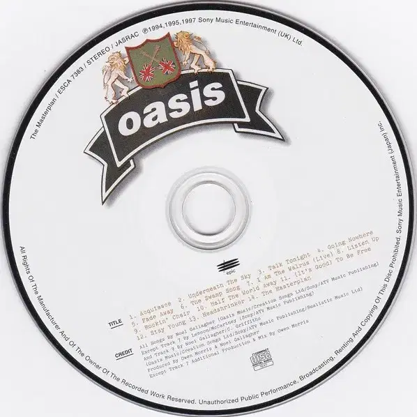 Oasis - The Masterplan (CD)일본반1998Obi민트급