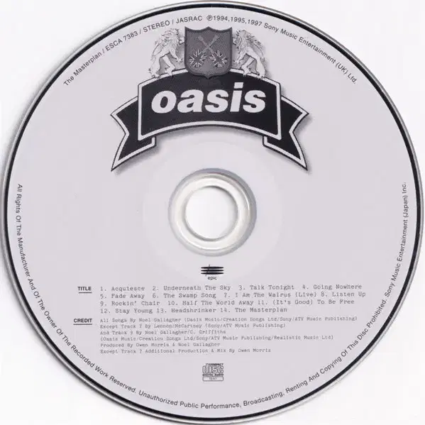 Oasis - The Masterplan(CD)일본반1998ObiEX++