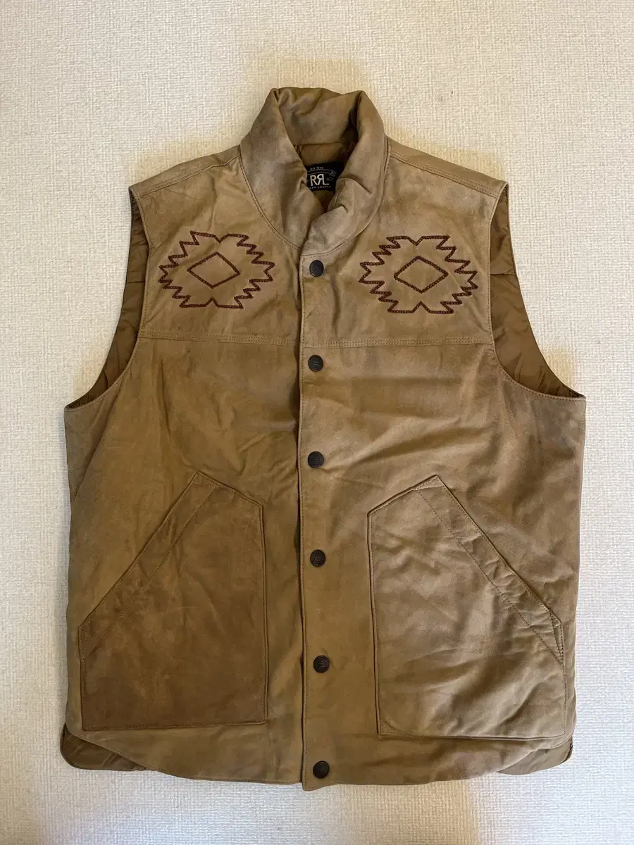 rrl suede native american down vest