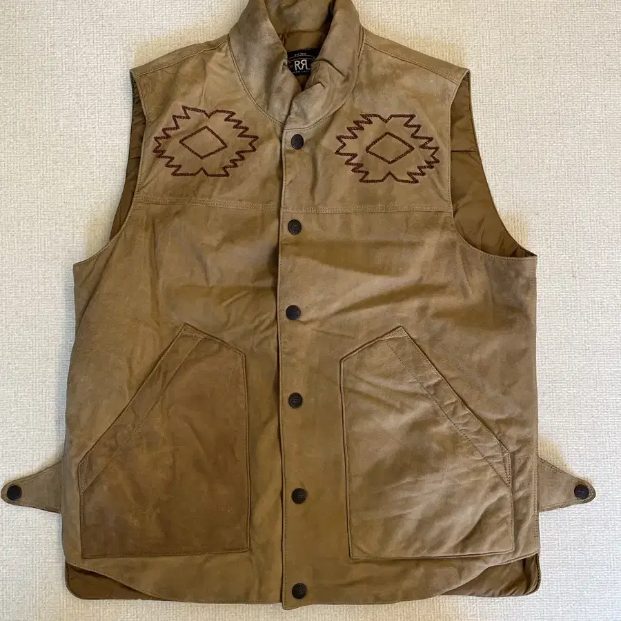 RRL SUEDE NATIVE AMERICAN DOWN VEST