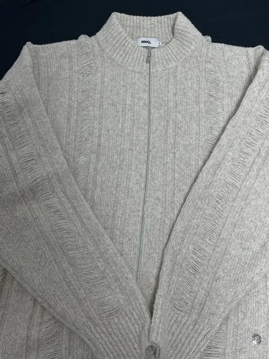 Mmgl wavy zip-up cardigan ivory size 4