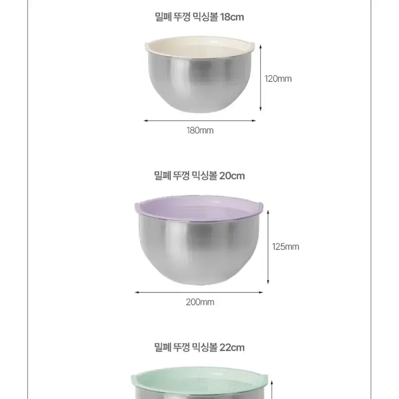 랑펠로 뚜껑 믹싱볼 3종세트(새상품)