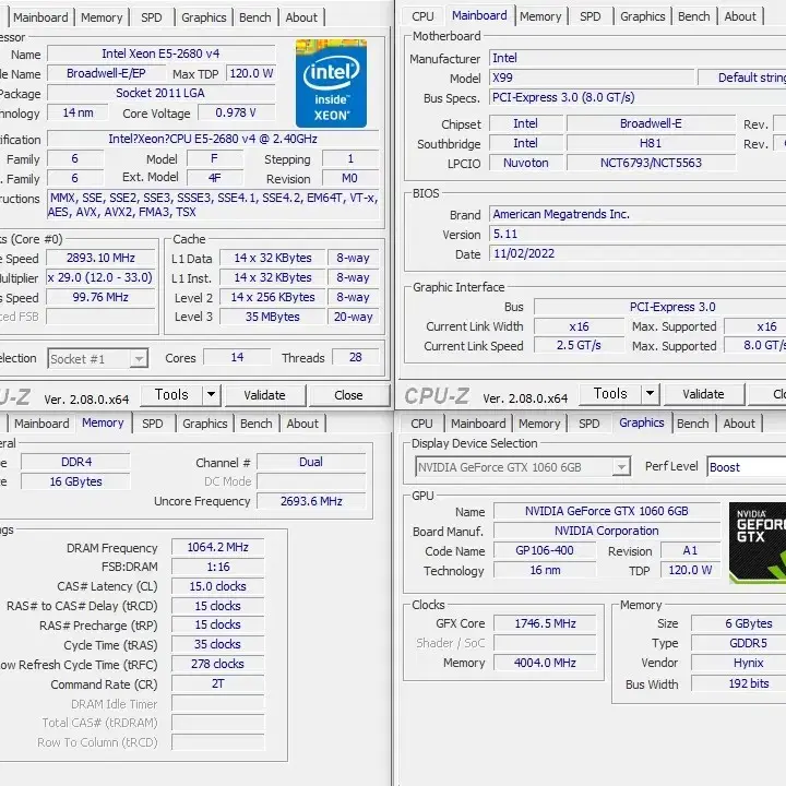 e5 2680v4 / 1060 6G 본체 팝니다