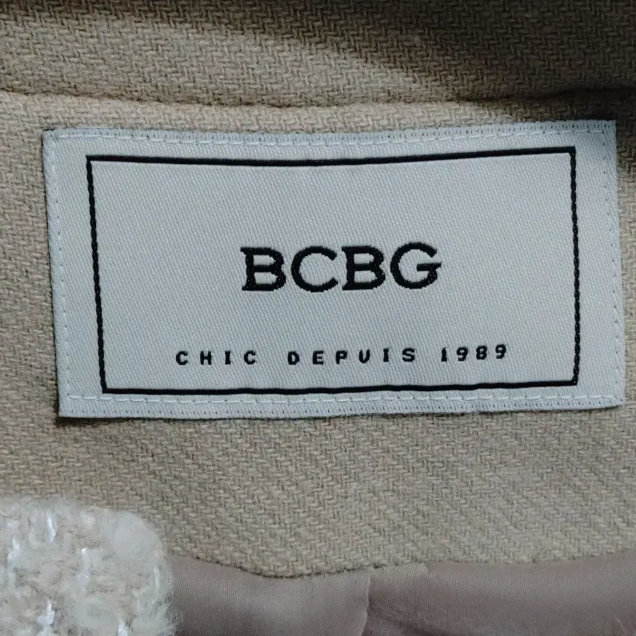 BCBG 비씨비지 여성 라운드카라 롱트위드자켓