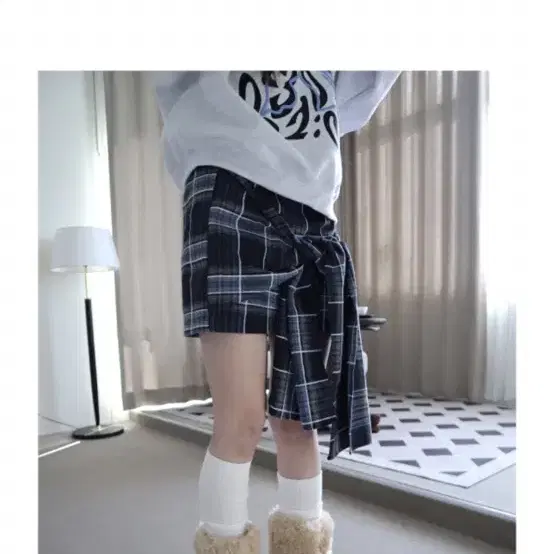 클라따 체크 보우 스커트 cladda check bow skirt