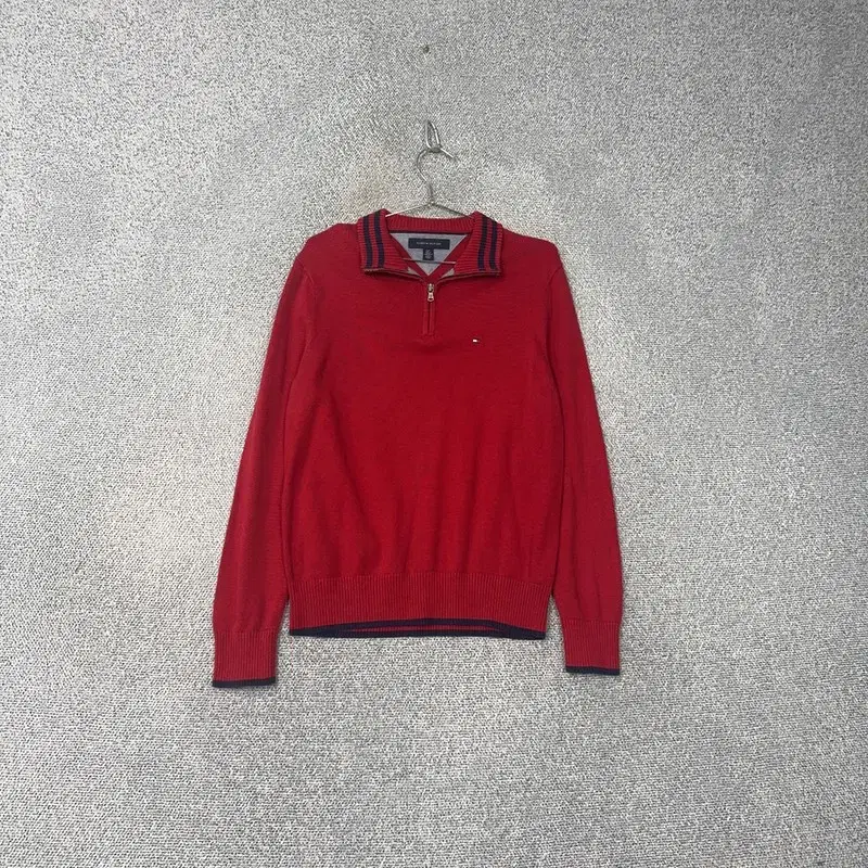 Tommy Hilfiger Logo Red Cotton Dangara Vahn Zip-Up Knit S