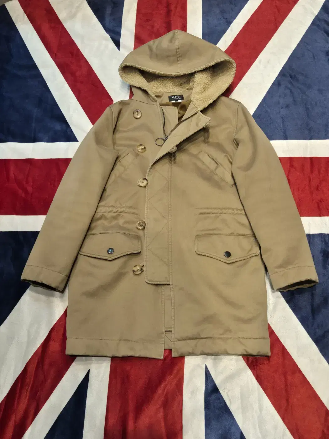 [S,90~95] Apache Fleece Hooded Field Jumper Beige