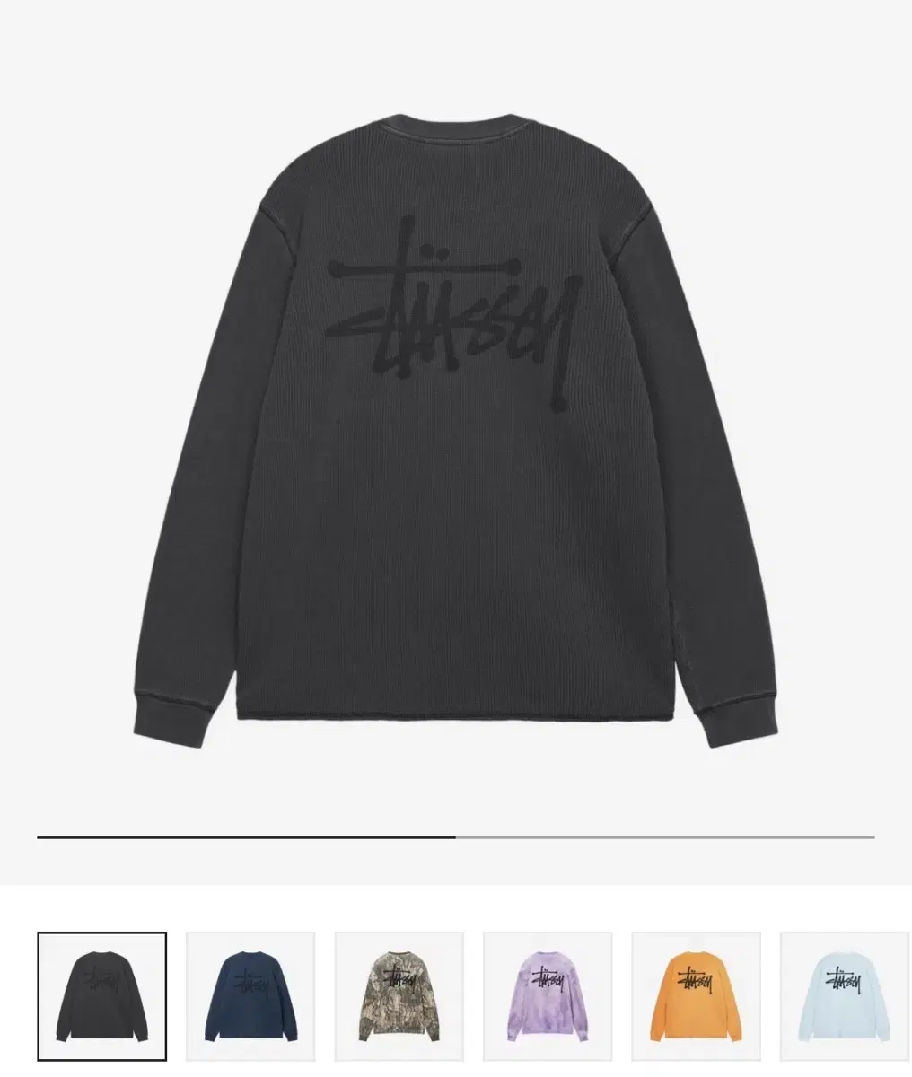 스투시 베이직 스탁 써멀 롱슬리브 티셔츠 워시드 블랙/stussy