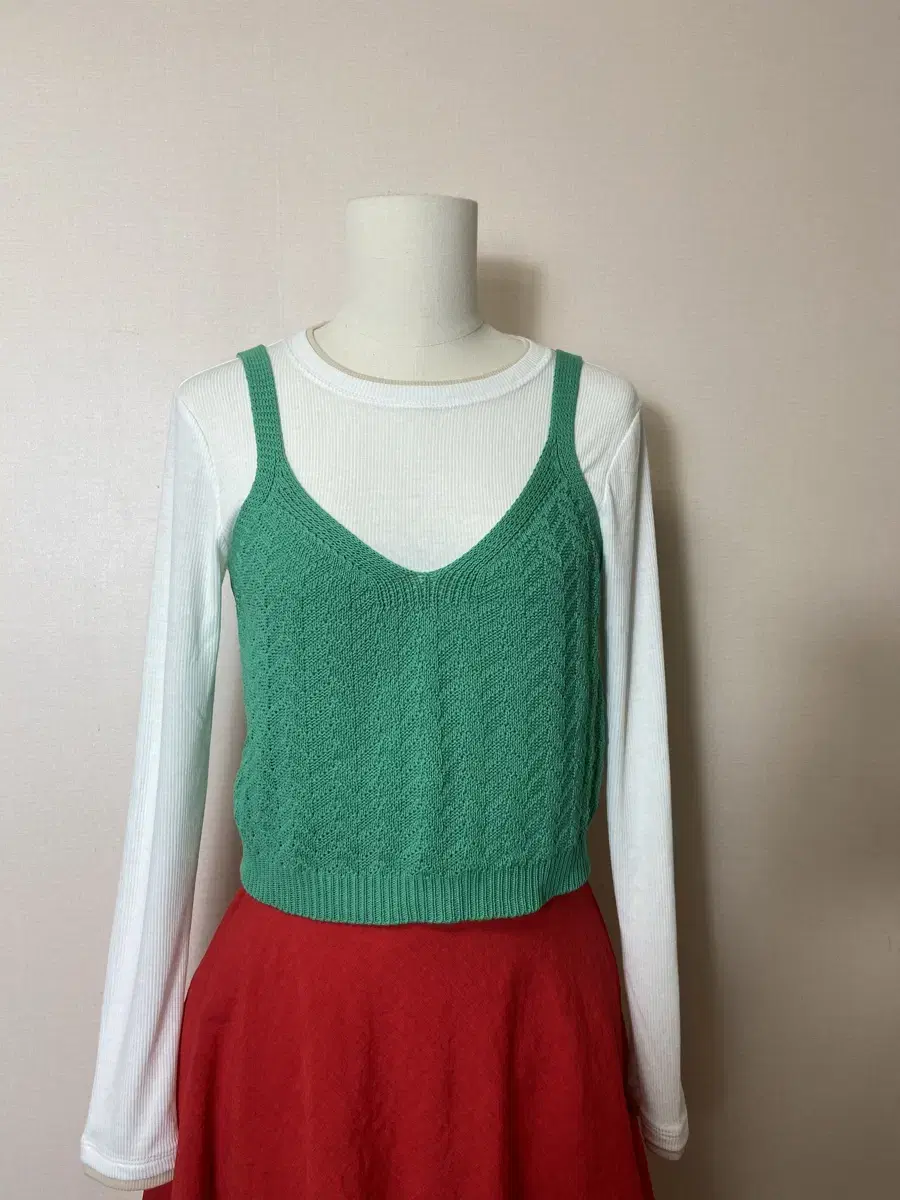 [TWEE] Green knit vest (free size)