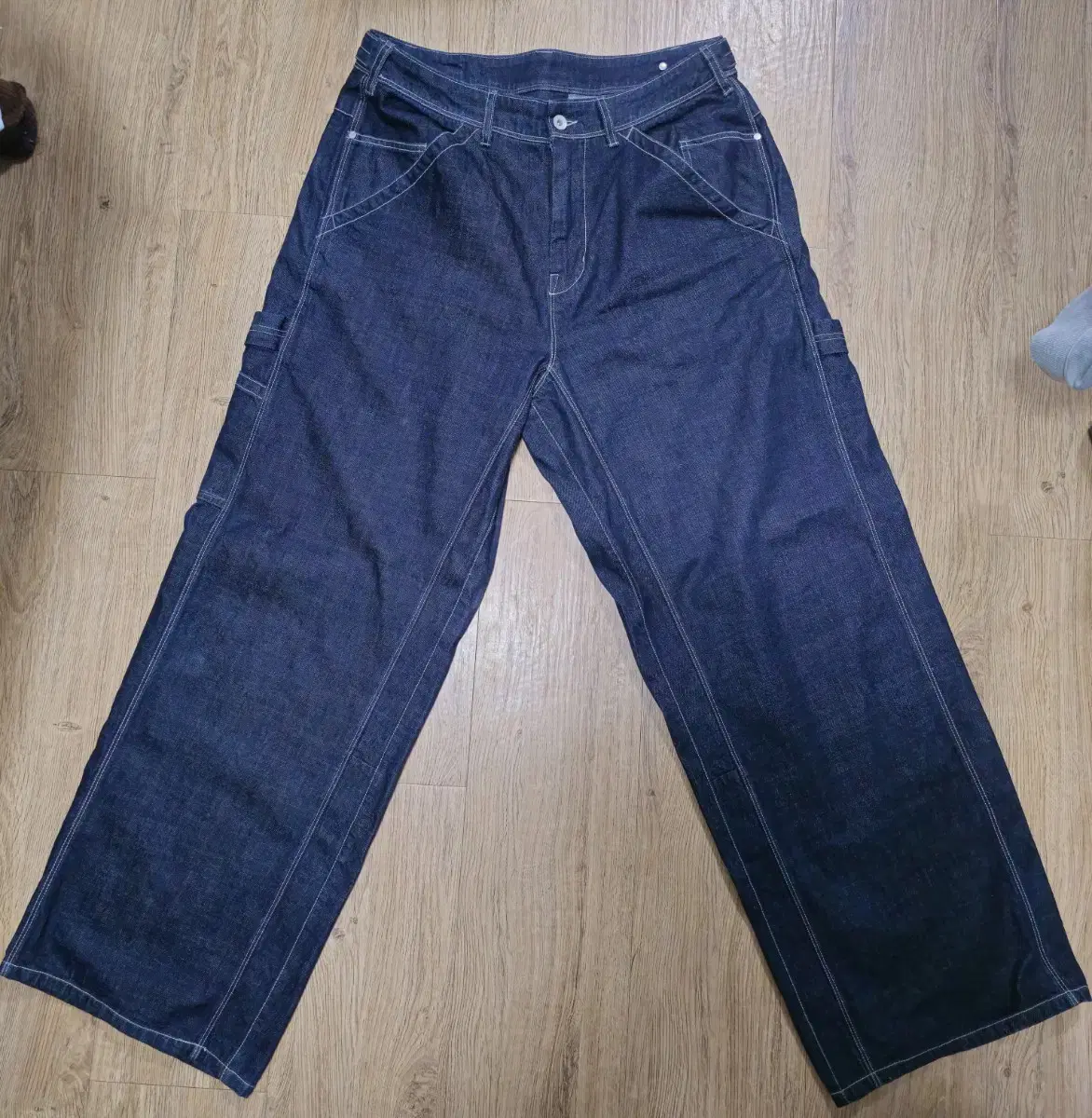 (4) Polyester 24SS hammered denim deep indigo embroidered version