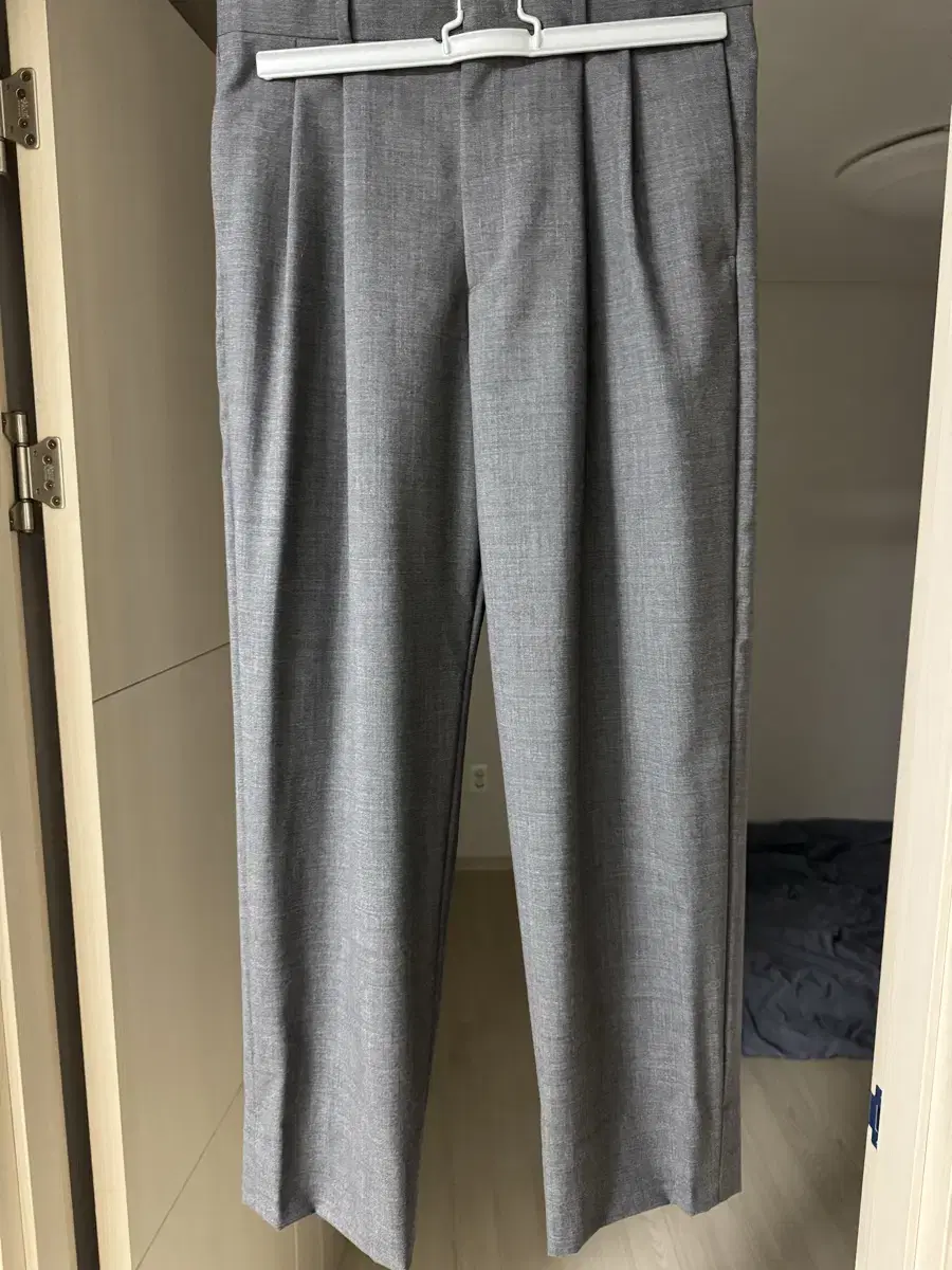 Pottery Wool Two-Pleated Wide-leg Pants Mid-Grey 2 sizes