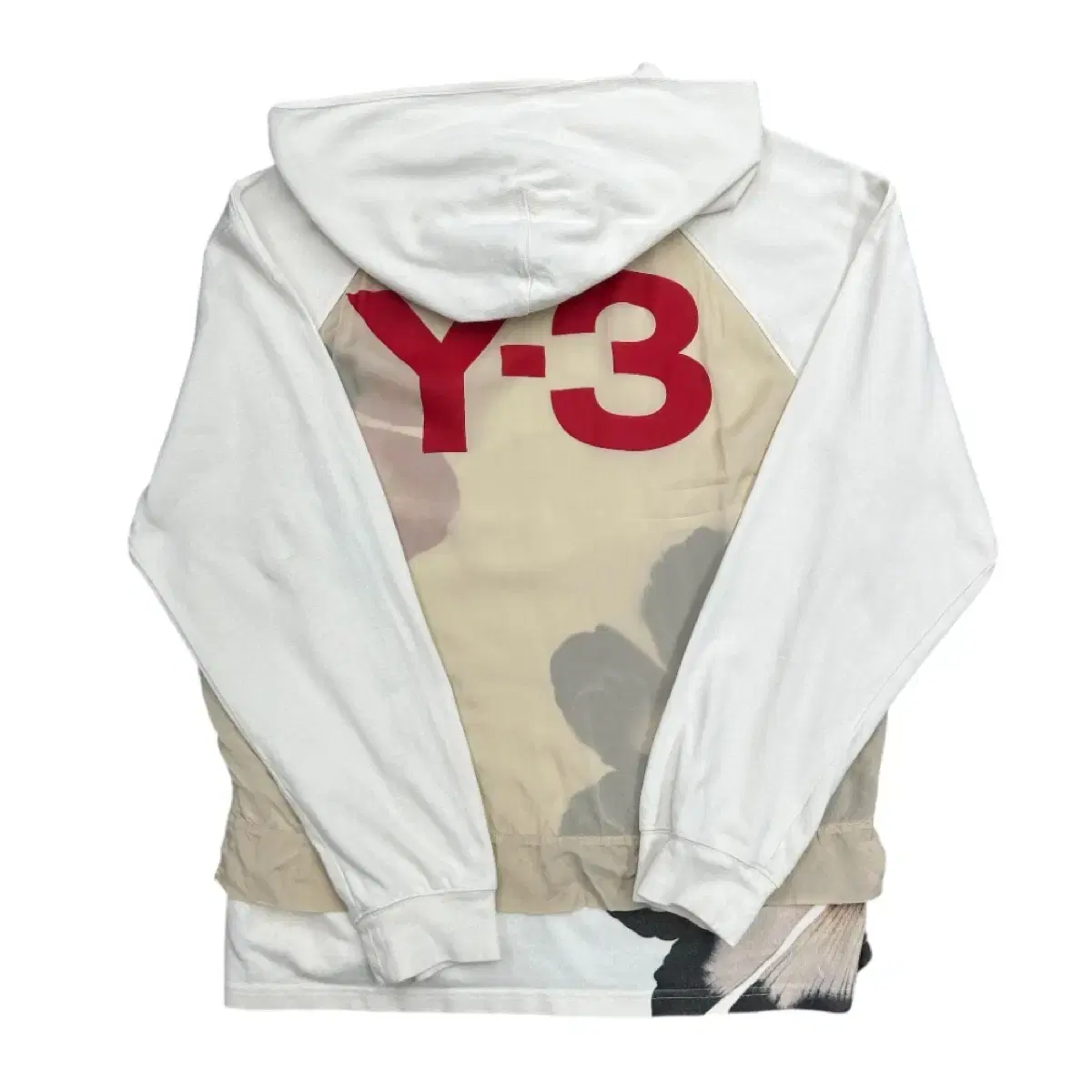 Y-3 Back Layered Ivory Hoodie