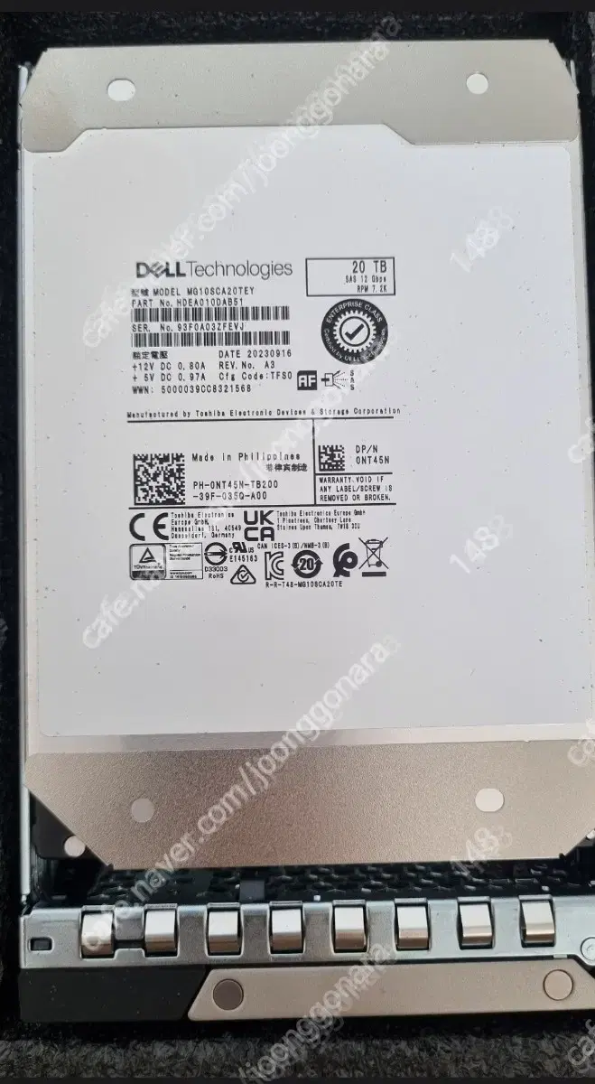 Dell SAS HDD 20TB 판매합니다.