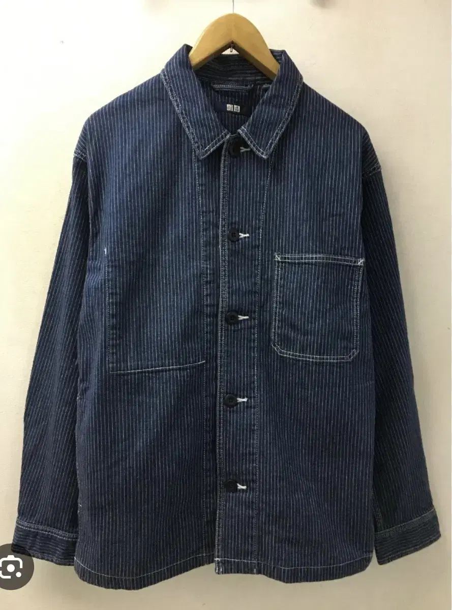 Uniqlo striped denim jacket