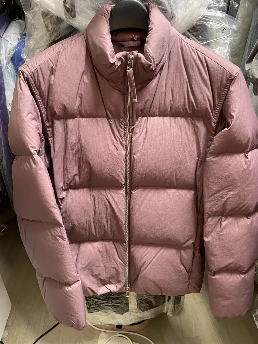 Terry pink short puffer size S