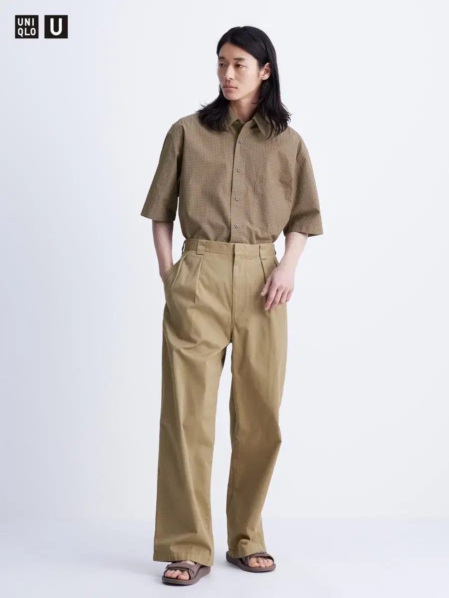 [76] Uniqlo U Tuck Wide Leg Pants Beige