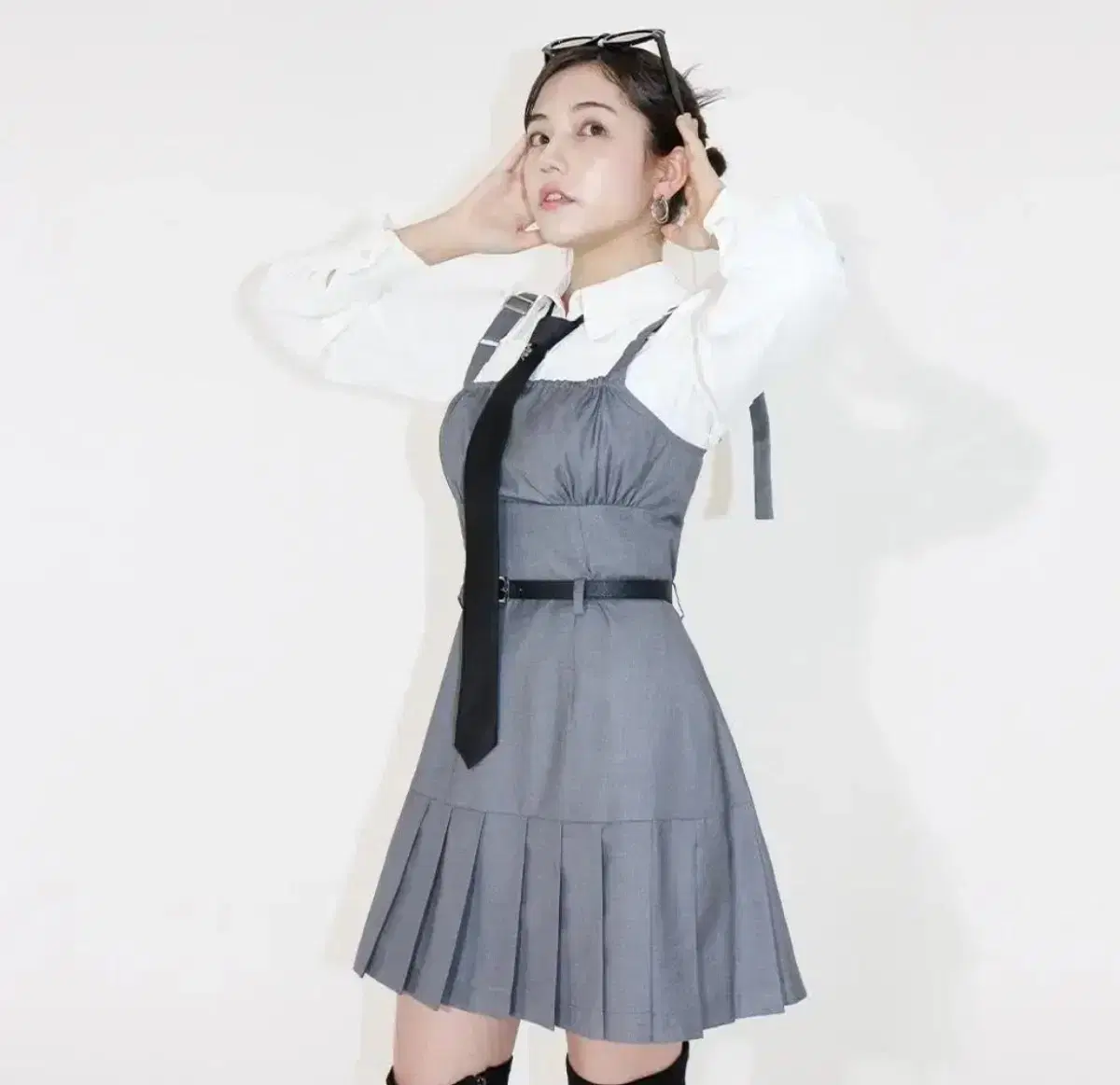 미미몽드 funky belted dress - grey