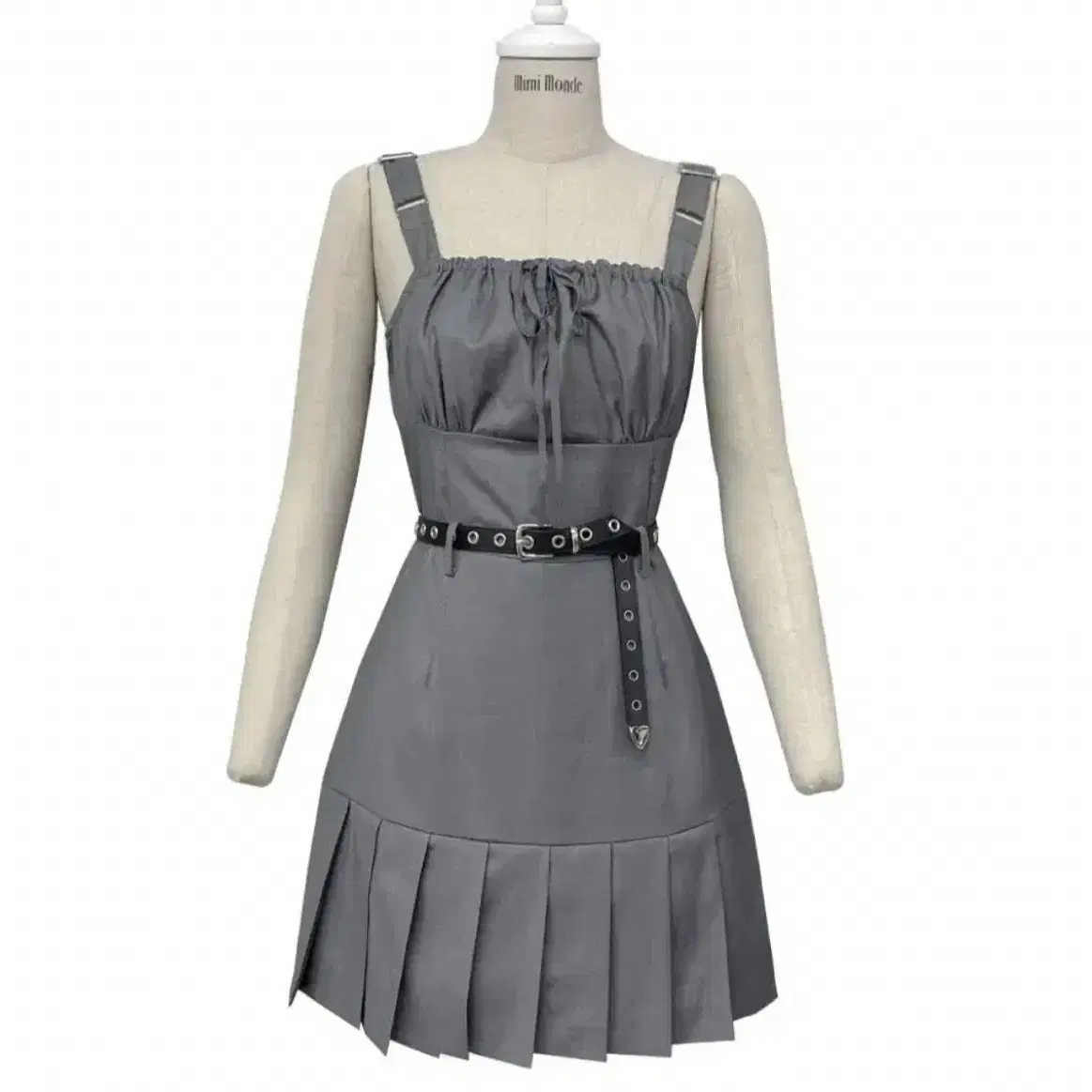 미미몽드 funky belted dress - grey