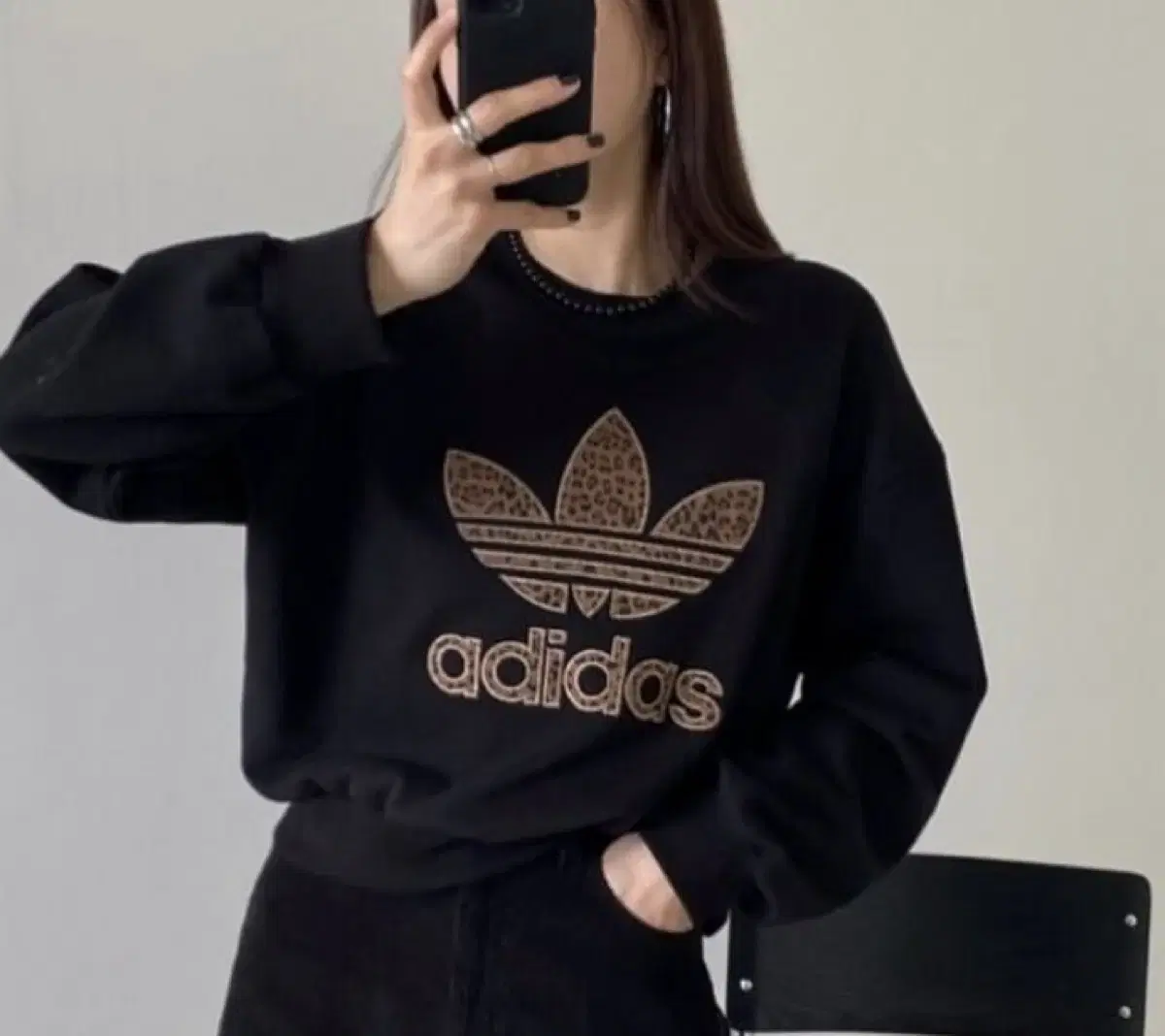 adidas Women's Black Oversized Sweatshirt