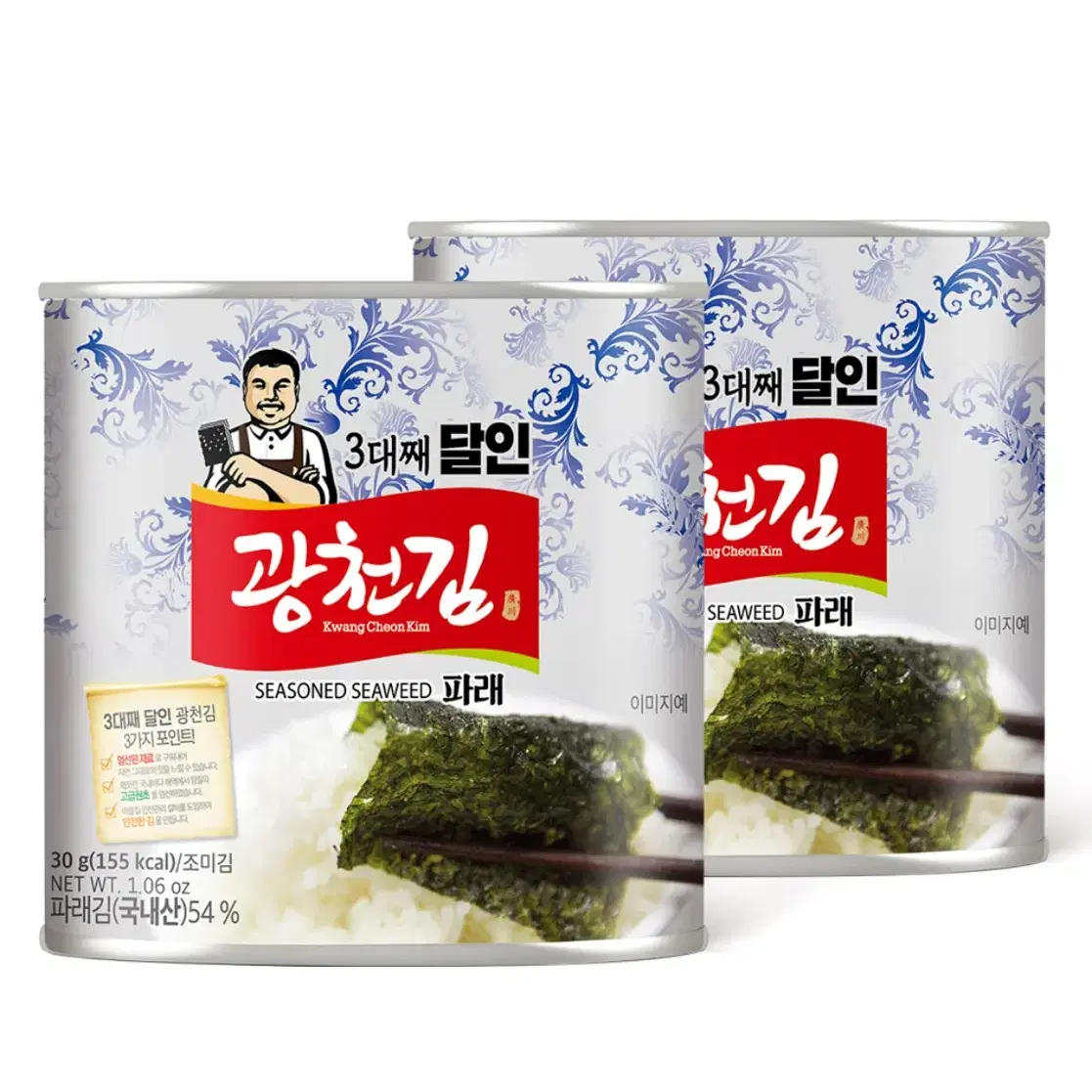 광천김 3대째 달인 캔김, 30g, 4개