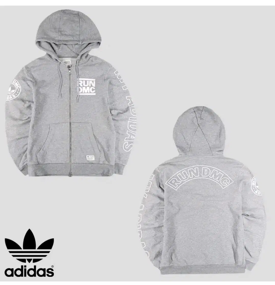 Adidas x RunDMC Collaboration DMC Logo Grey Hooded Sweatshirt Size 110