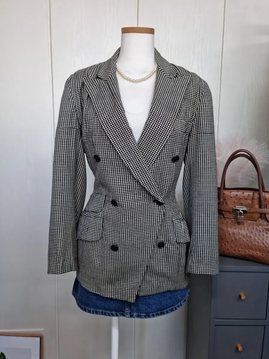 DKNY Houndstooth Double Wool Jacket