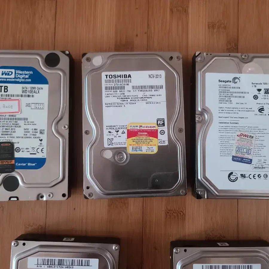 HDD 1T 3개 500G 2개 (320g,250G,160G 1개씩섭슈)