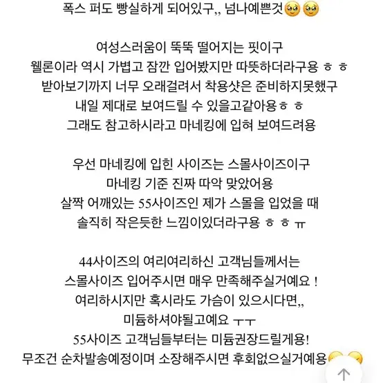 에이블리 수입의류 폭스퍼 허리 쏙 경량패딩 슬림핏 S