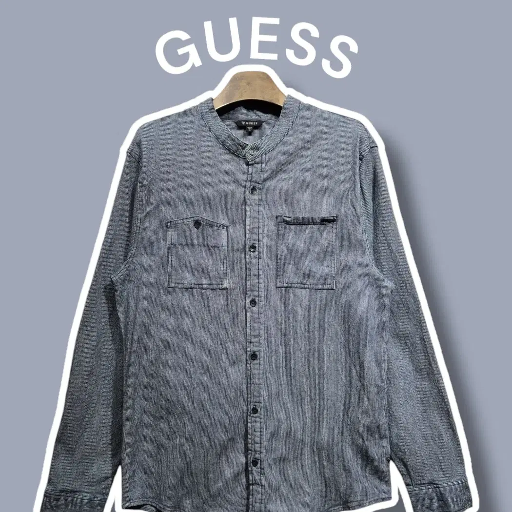 XL/ GUESS 게스 노카라 스트라이프셔츠 /1031