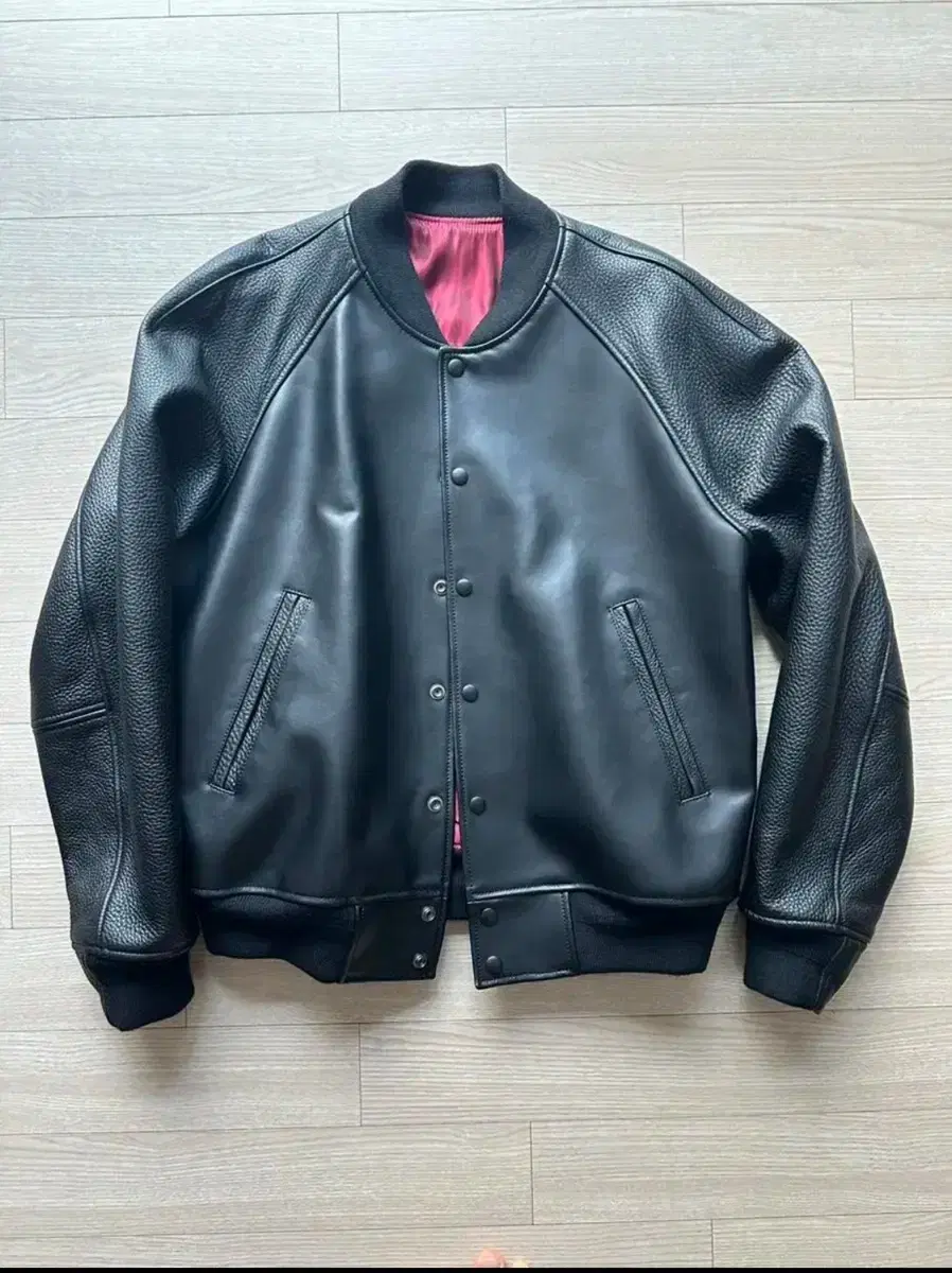 Glynpark Leather Varsity Jacket Black (L)