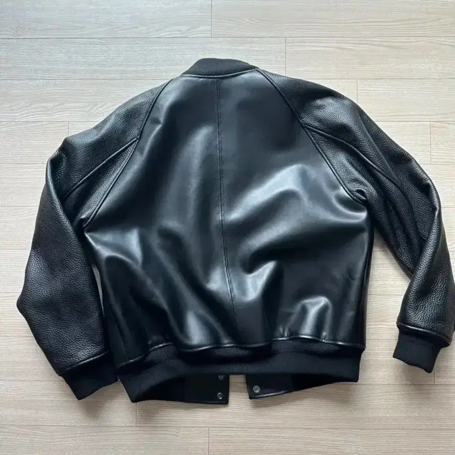 글린파크 Leather Varsity Jacket Black (L)