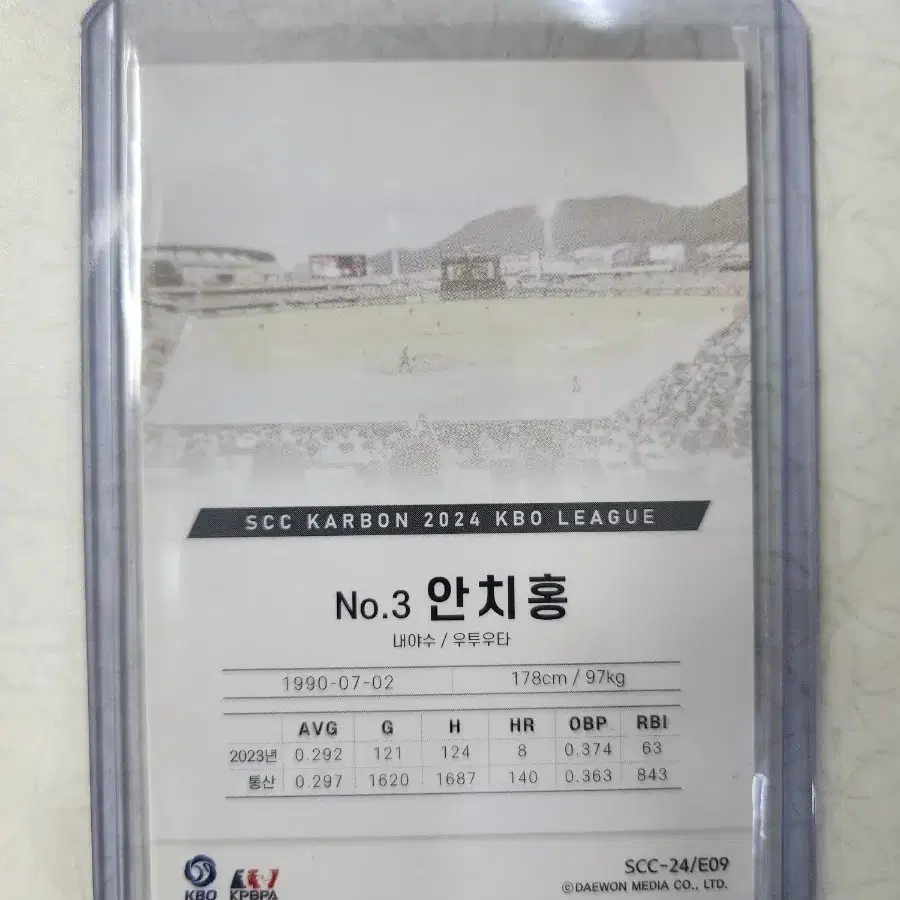 2024 KBO SCC 카본 안치홍 베이스 카드 판매 한화이글스