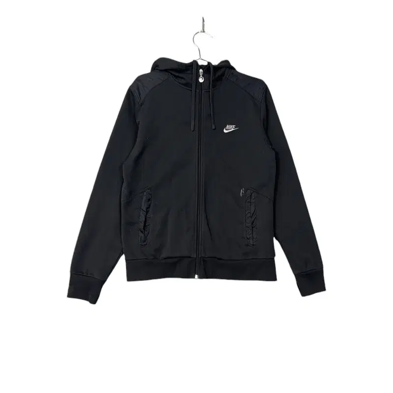 [Nike] Black Logo Shoulder Quilted Black Hoodie Zip Up L