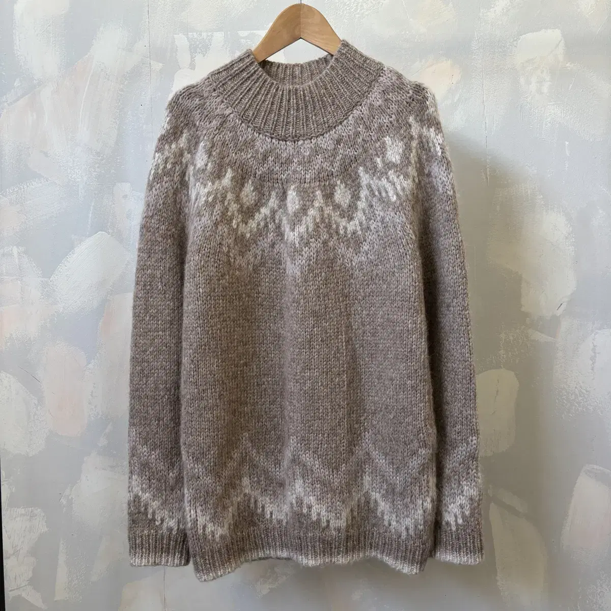 Tie-dye alpaca half-neck sweater