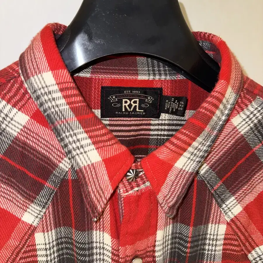 RRL 더블알엘 레드 체크 웨스턴 셔츠 XL