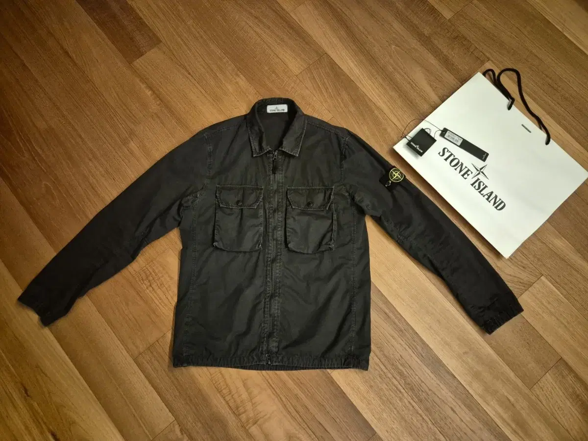 Stone Island 21FW Olde Effect Overshirt Black Department Store Genuine Full Length L