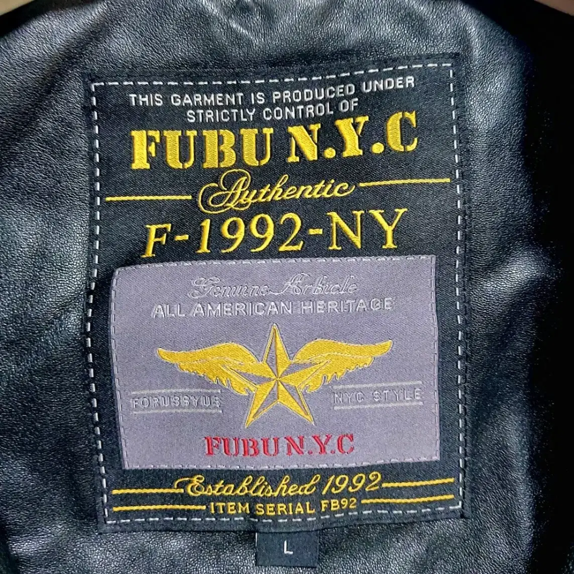 FUBU NYC 가죽자켓95-100 바이크 항공자켓 라이더자켓