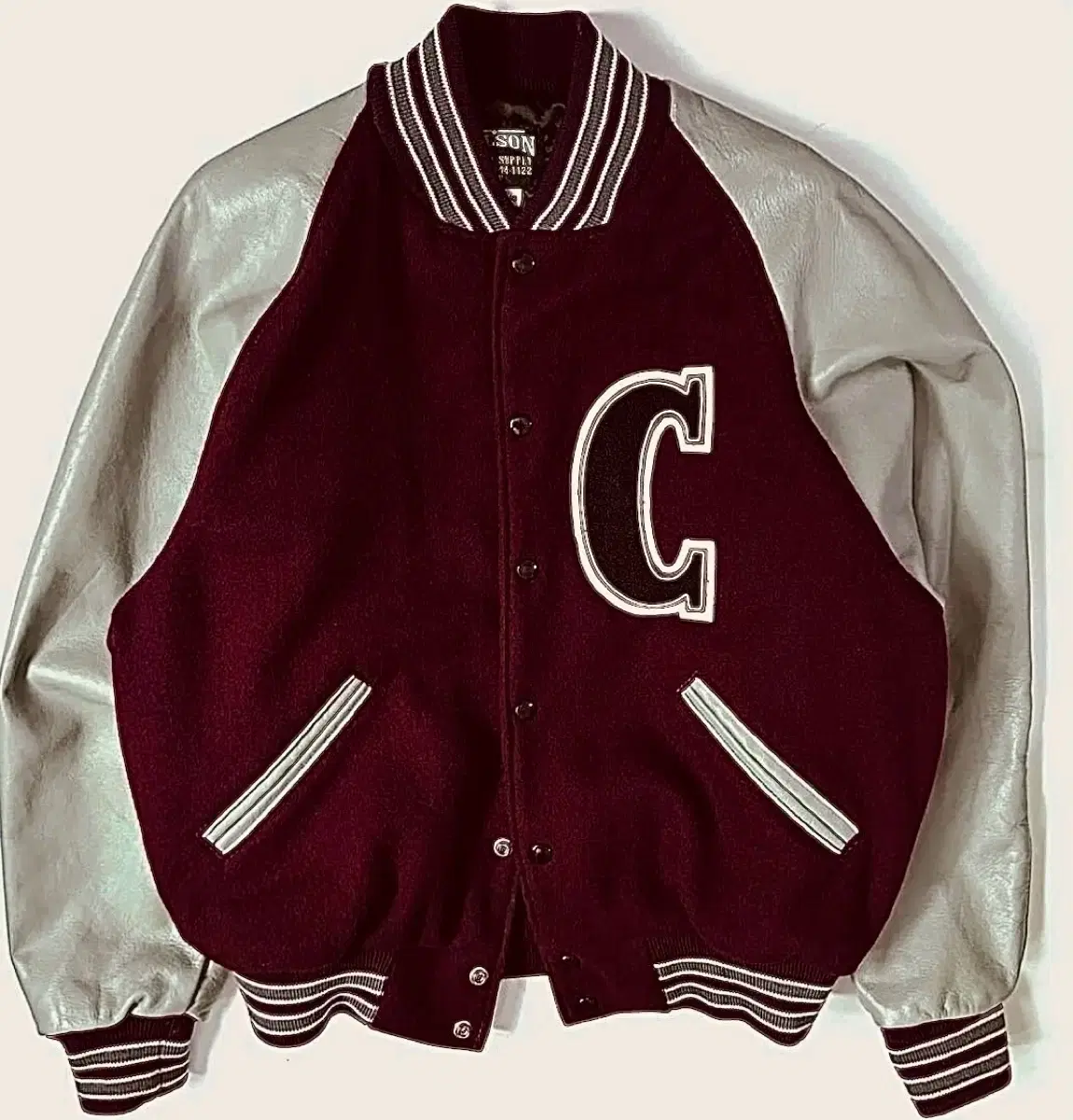 Nelson USA Cowhide Virgin Wool and C-Logo Leather Varsity Jacket