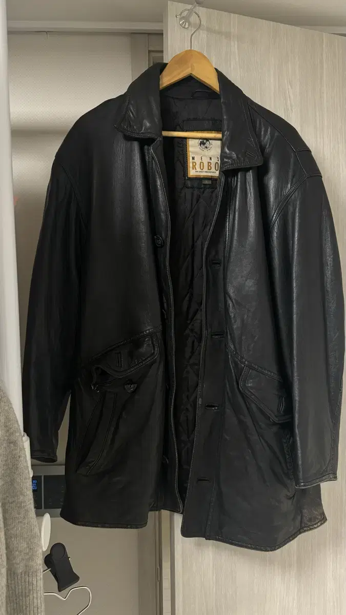 [105] Vintage Half Leather Jacket