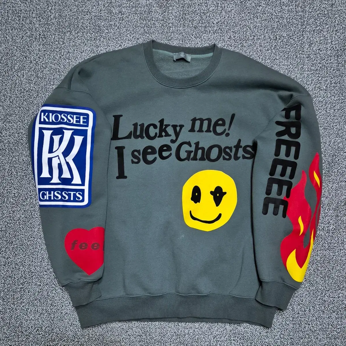 Kids see Ghosts Smile Point Lettering County Office Bomber Jacket