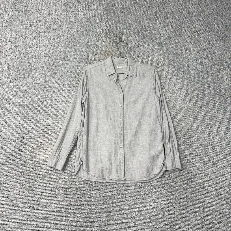 Uniqlo Light Gray Colorblocked Casual Shirt M