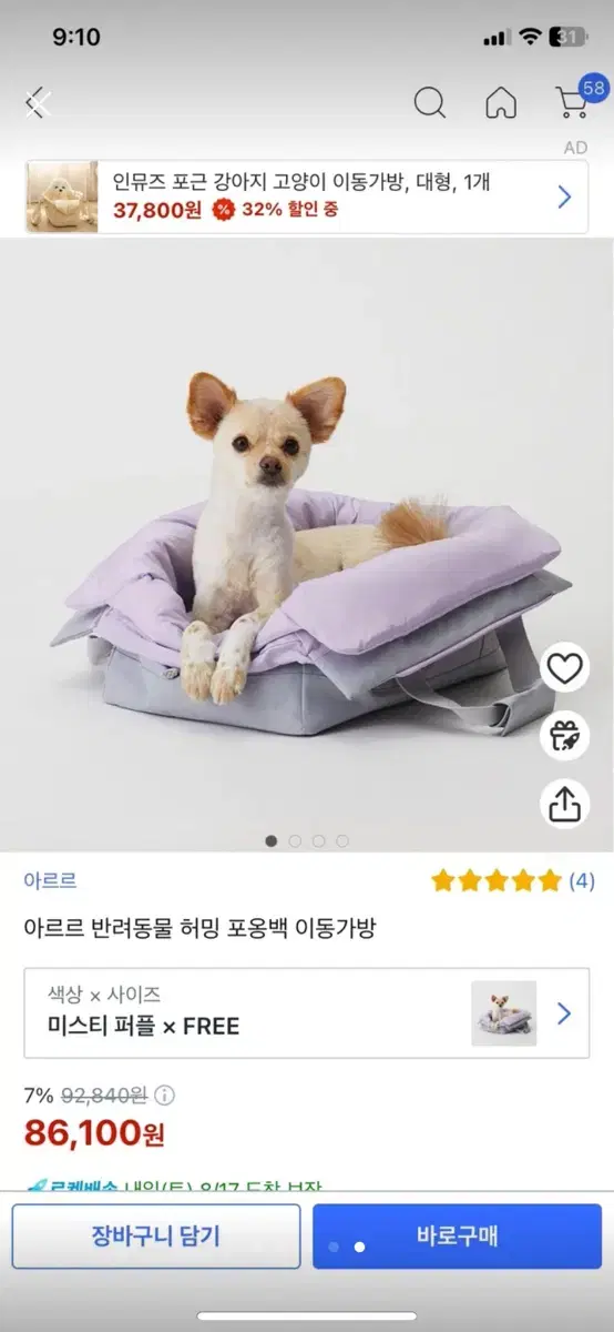 아르르 포옹백 바젼2 보라색